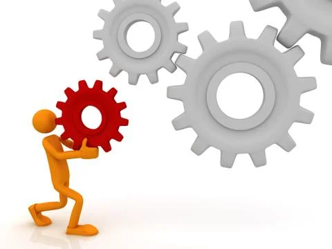Man raises a gear Stock Illustration