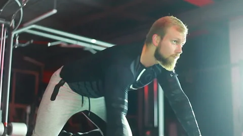 Man raises a weight. Video stock 91670539