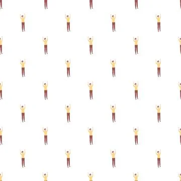 Man raising arms repeating pattern celebrating success Stock Illustration