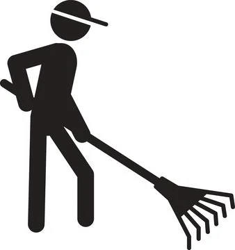 Man Raking Leaves Stock Illustration