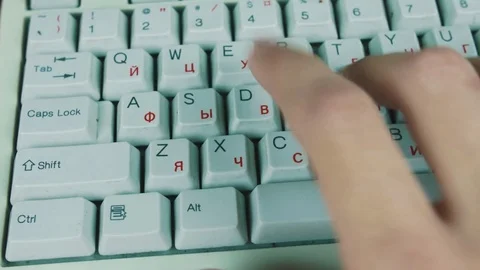 Man randomly clicks on computer keyboard key presses and hot keys Stock Footage 70171081