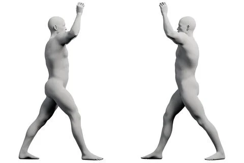 Man reaching confidently in white studio Stock Illustration