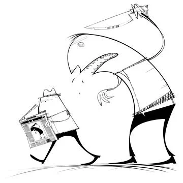 Man Reading about killer is about to be killed Stock Illustration