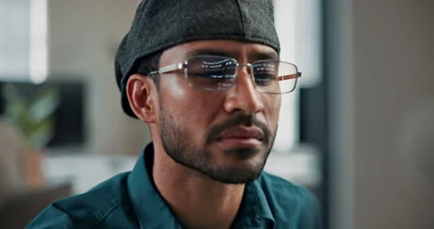 Man, reading and programming in office with computer, code and system analysis Stock Footage 346946126