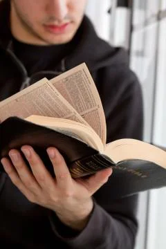 Man reading bible Stock Photos