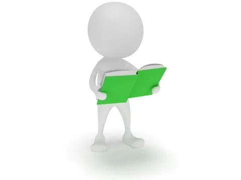 Man reading book. 3d render Stock Illustration