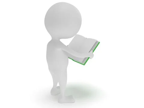 Man reading book. 3d render Illustrazione stock