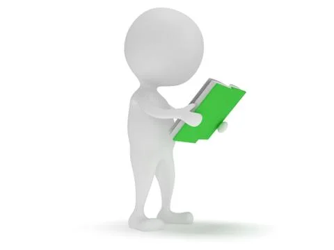 Man reading book. 3d render Illustrazione stock