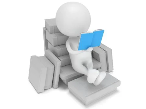 Man reading book. 3d render イラスト素材