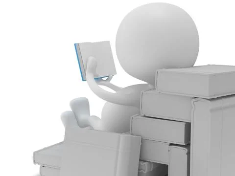 Man reading book. 3d render イラスト素材