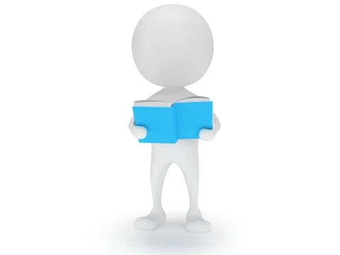Man reading book. 3d render Stock Illustration