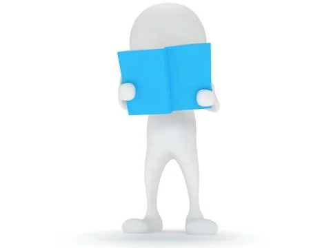 Man reading book. 3d render 스톡 일러스트