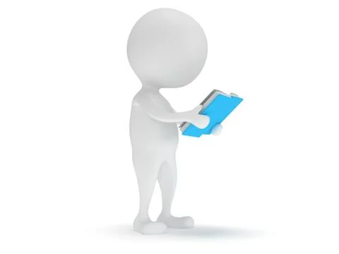 Man reading book. 3d render Stock Illustration