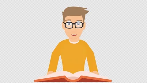 Man is reading a book. Animation of turning the page of a book. Cartoon Video stock 274642789