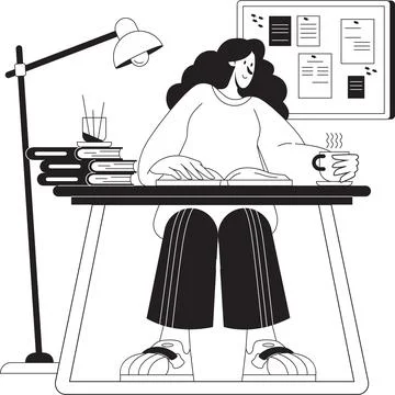 Man reading a book with a cup of coffee illustration Stock Illustration