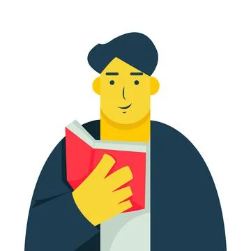 A man reading book flat illustration Stock Illustration