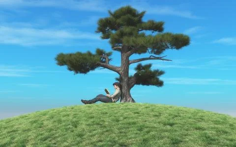 Man reading a book Stock Illustration