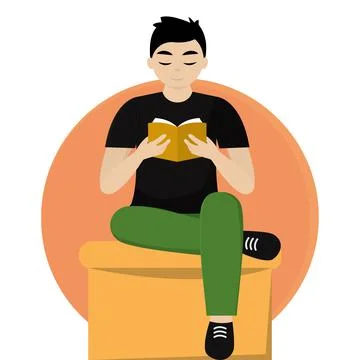 Man reading a book Stock Illustration