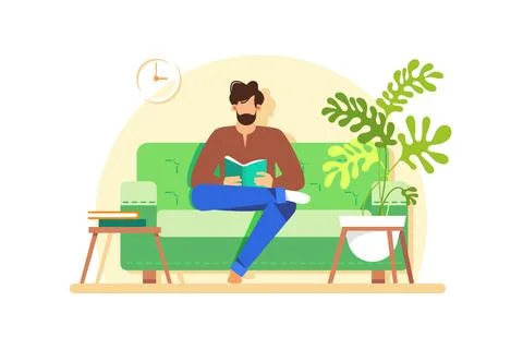 Man reading book Stock Illustration