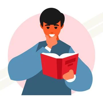 Man-reading-a-book Stock Illustration