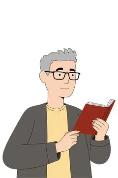 Man Reading a Book Stock Illustration