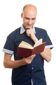 Man reading a book. Isolated Stock Photos