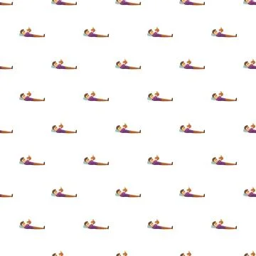 Man reading book lying down relaxation pattern Stock Illustration