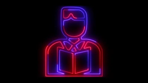 Man reading book neon animation vibrant colors on black background dynamic .. Stock Footage 330848480