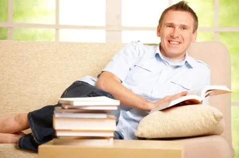 Man reading book Stock Photos