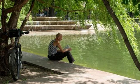 Man is reading a book Stock Photos