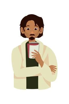 Man reading book portrait Stock Illustration