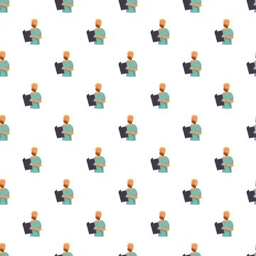 Man reading book seamless pattern for education Stock Illustration