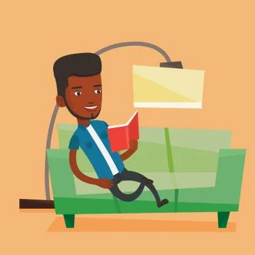 Man reading book on sofa vector illustration Stock-Illustration