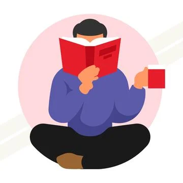Man-reading-a-book v2 Stock Illustration