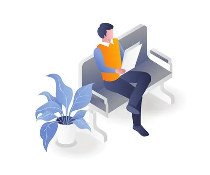 Man reading on a chair Stock Illustration