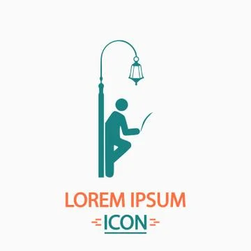 Man reading computer symbol Stock Illustration