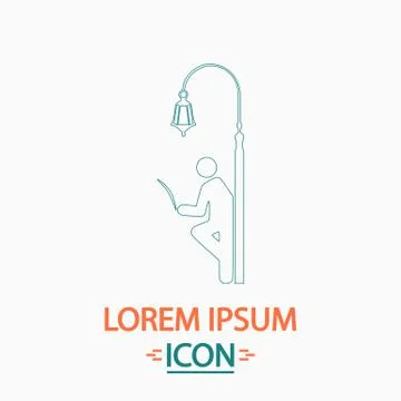 Man reading computer symbol Stock Illustration