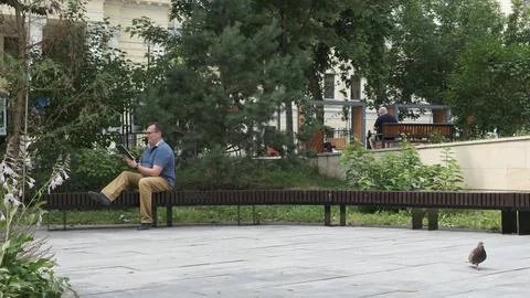 Man Reading With Digital Tablet At Park Stock Photos