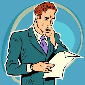 Man reading document Illustrazione stock