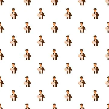 Man reading document paper seamless pattern design Stock Illustration