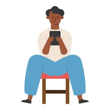 Man reading ebook on tablet Stock Illustration