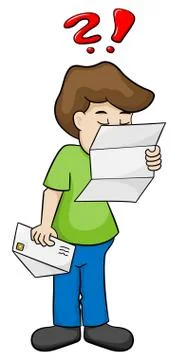 Man reading a letter Stock Illustration
