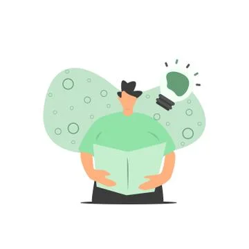 Man reading manual an having new prouctive ideas Stock Illustration