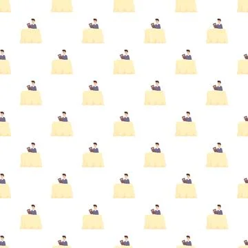 Man reading menu in a restaurant seamless pattern Illustrazione stock