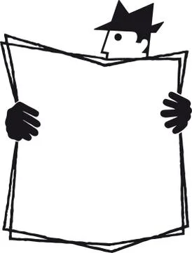 Man reading newspaper 2, Retro Vector Illustration Stock Illustration