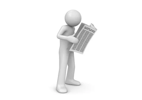 Man reading newspaper (3d isolated characters series) Stock Illustration