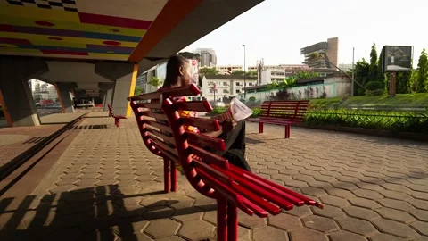 Man reading newspaper in Abidjan boulevard, motion timelapse, Ivory coast 스톡 동영상 188952753