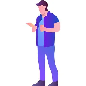Man reading newspaper drinking coffee vector icon Stock Illustration