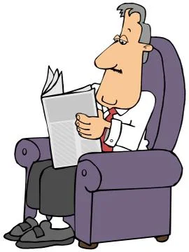 Man reading a newspaper Illustrazione stock