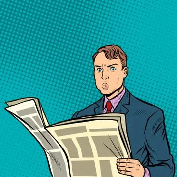 Man reading a newspaper Stock Illustration